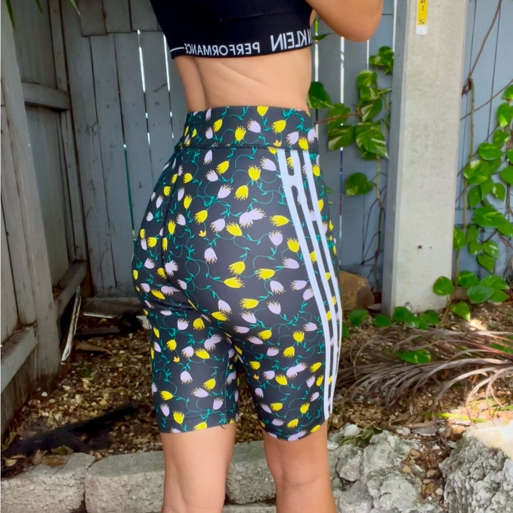 Women’s adidas biker shorts with flower pattern. Like New Condition